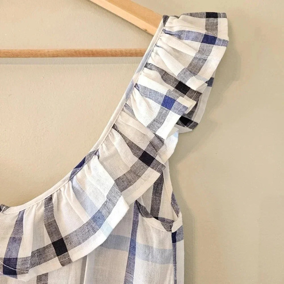 Red Carter Lola Plaid Gingham Linen Cotton Blend Jumpsuit Blue White Size Small. - Picture 9 of 16